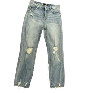 KUT from the Kloth Christine Straight Leg High Rise Distressed Jeans Womens 6